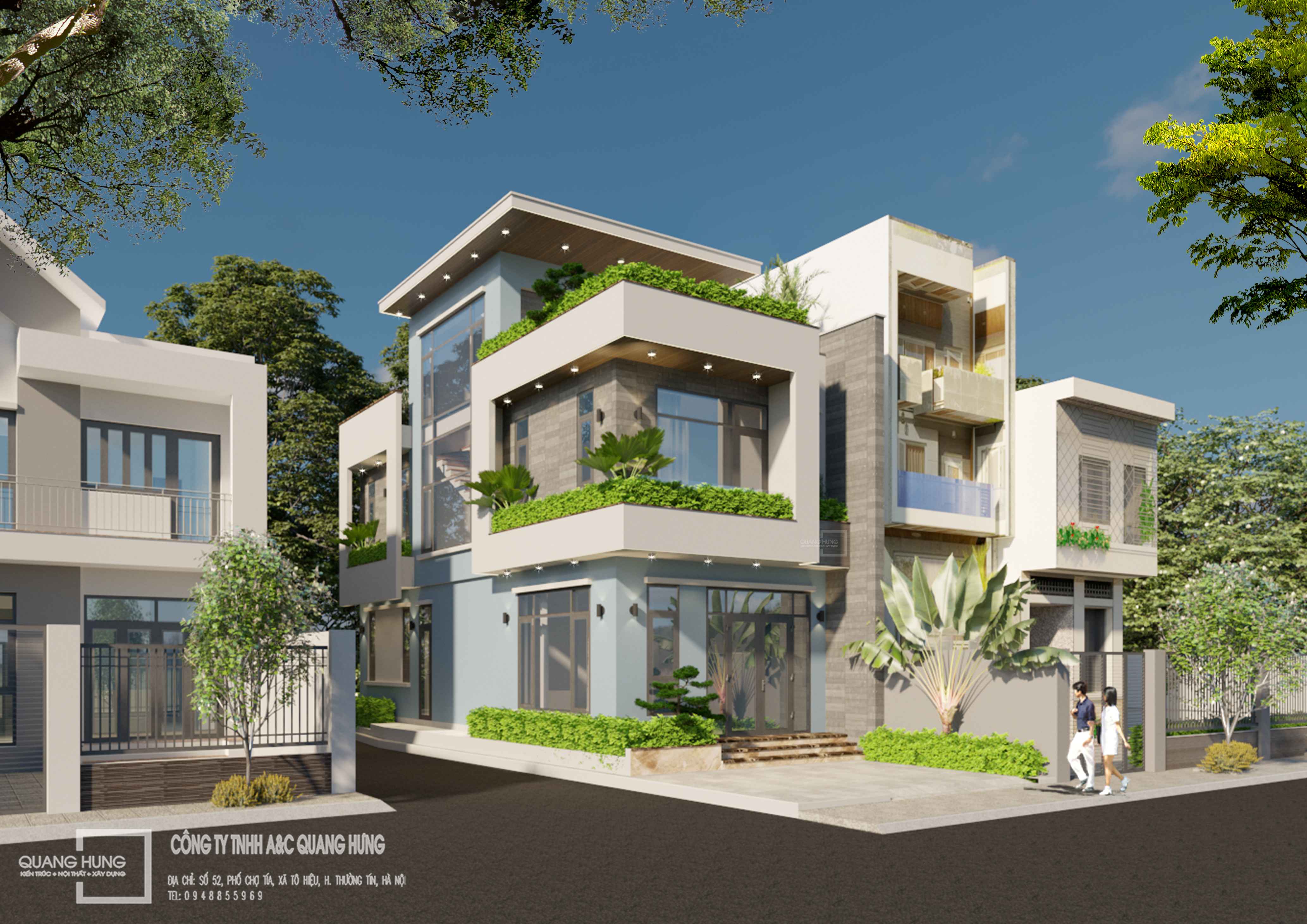 Thiết kế nhà phố hiện đại 3 tầng tại Hà Nội