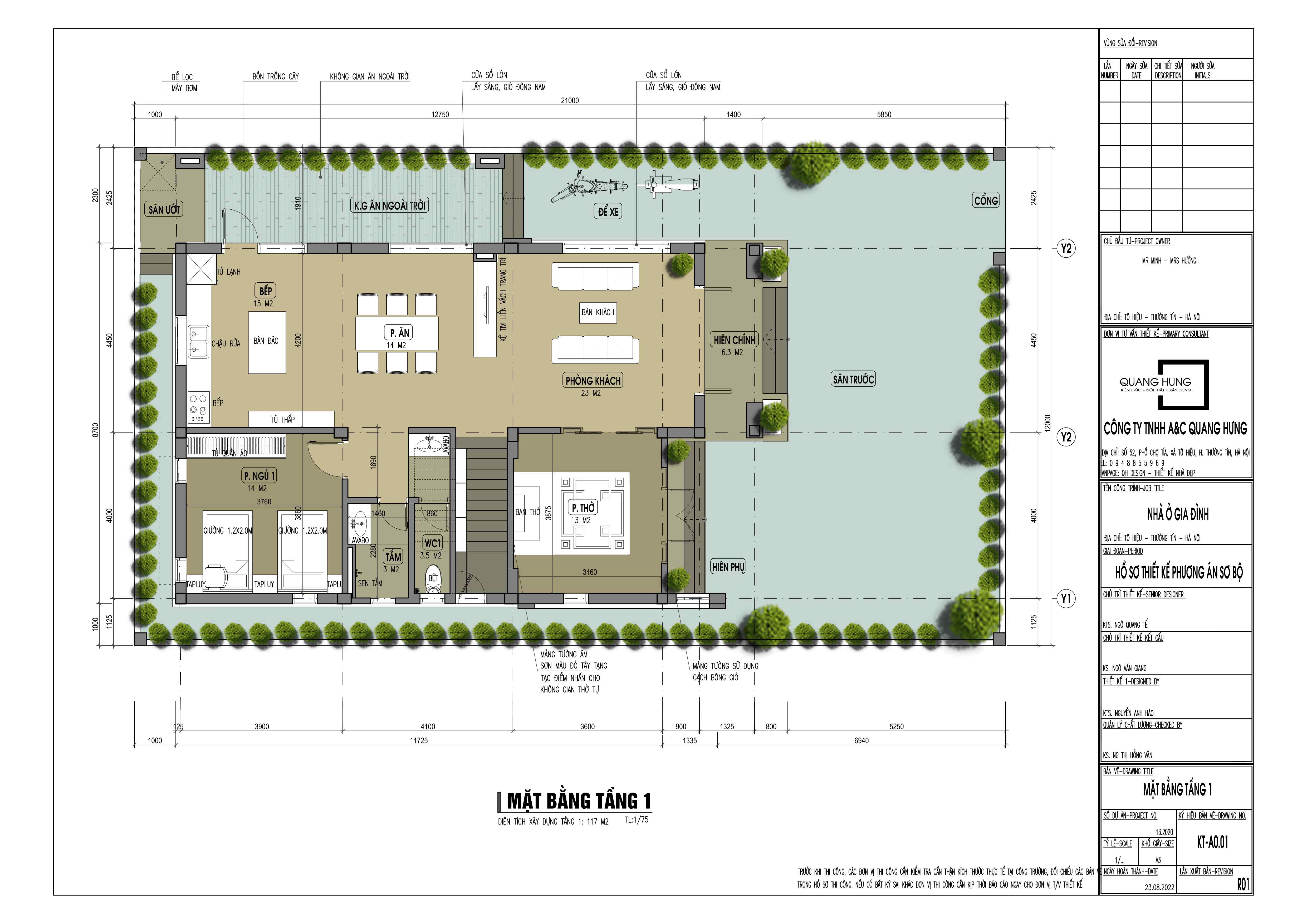 Biệt thự 2 tầng mái nhật 8,7 x 13m