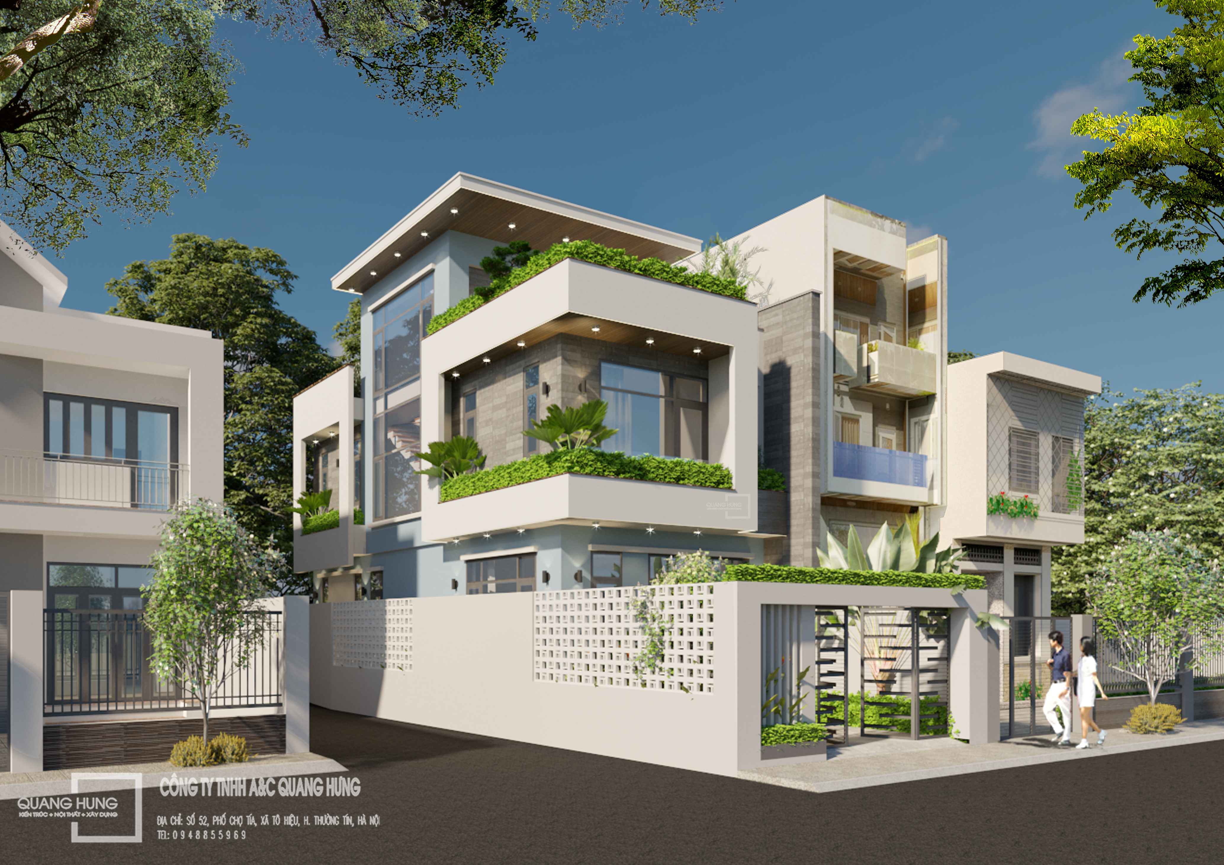 Thiết kế nhà phố hiện đại 3 tầng tại Hà Nội