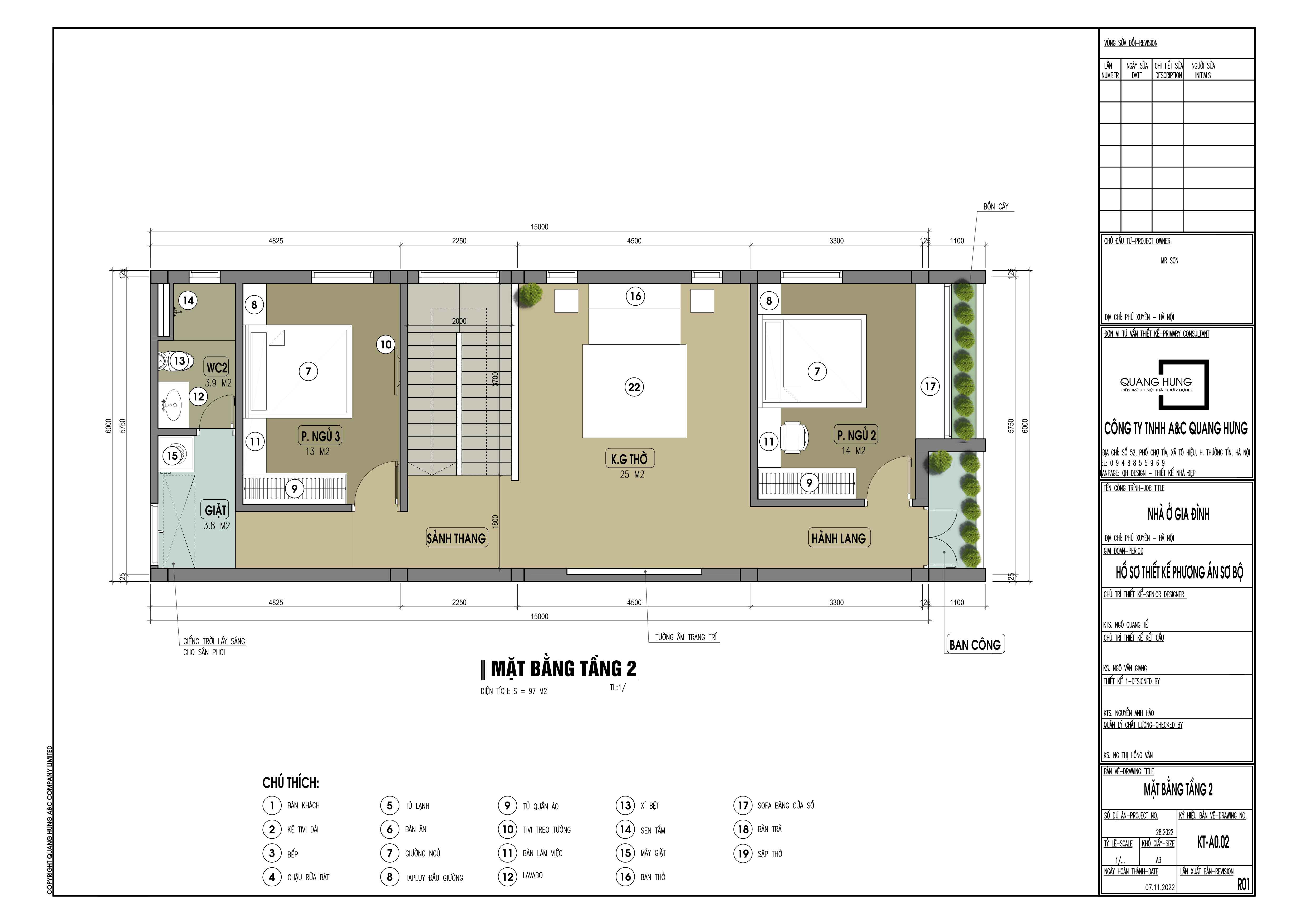 Nhà phố 2 tầng. 6x15m, 3 phòng ngủ