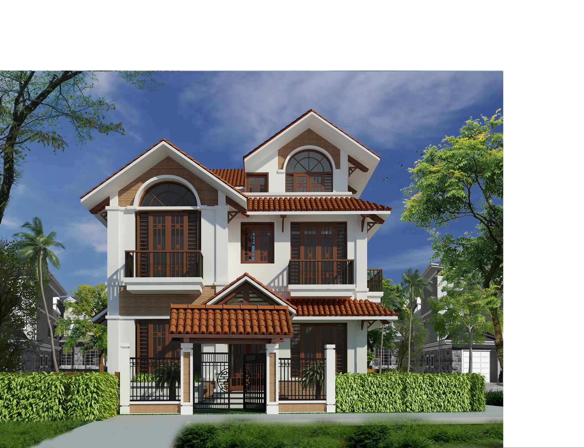 BIỆT THỰ PHỐ 2.5 TẦNG MÁI THÁI 10.5x10.5m, CHI PHÍ CHỈ 2.5 TỶ