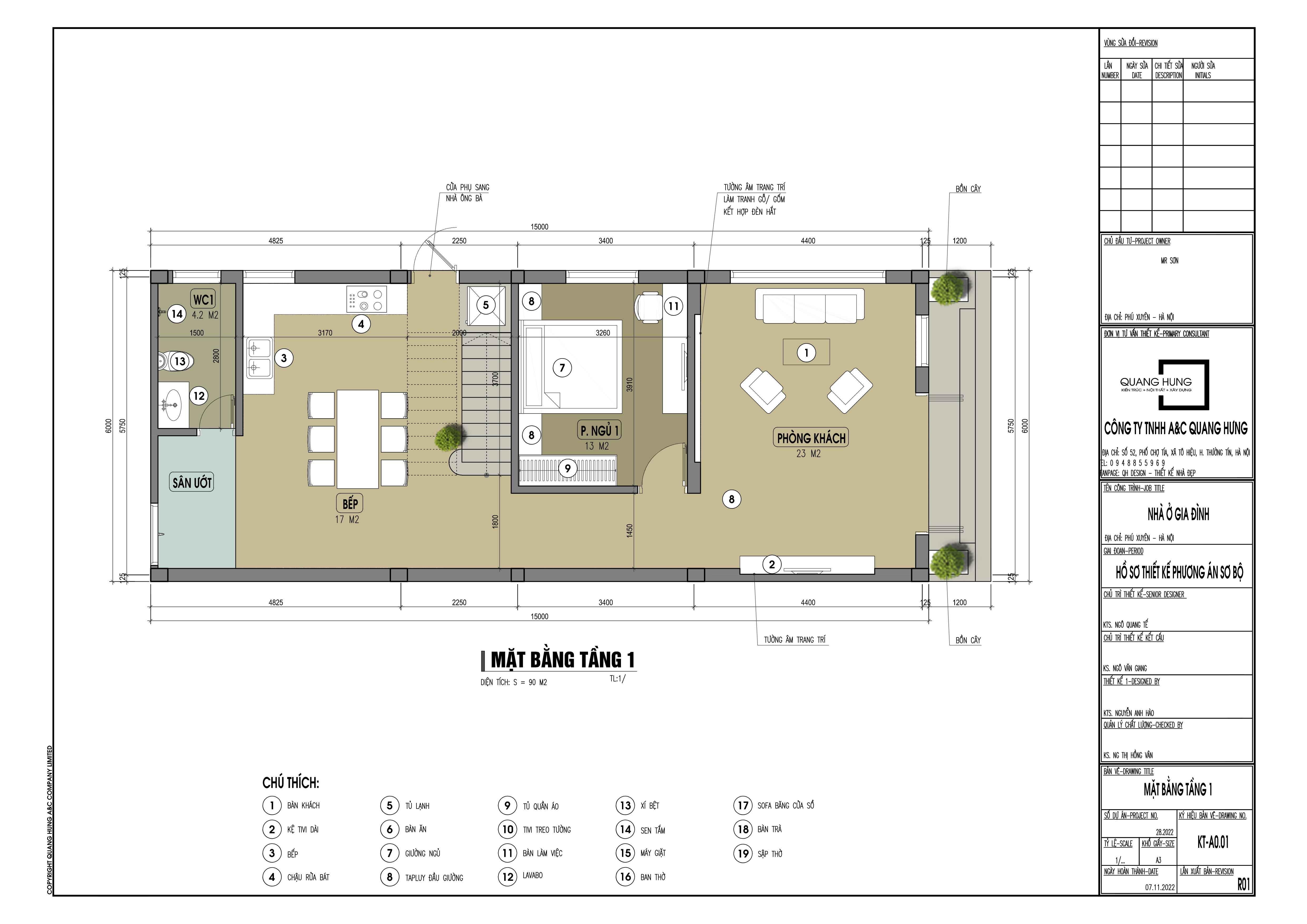 Nhà phố 2 tầng. 6x15m, 3 phòng ngủ