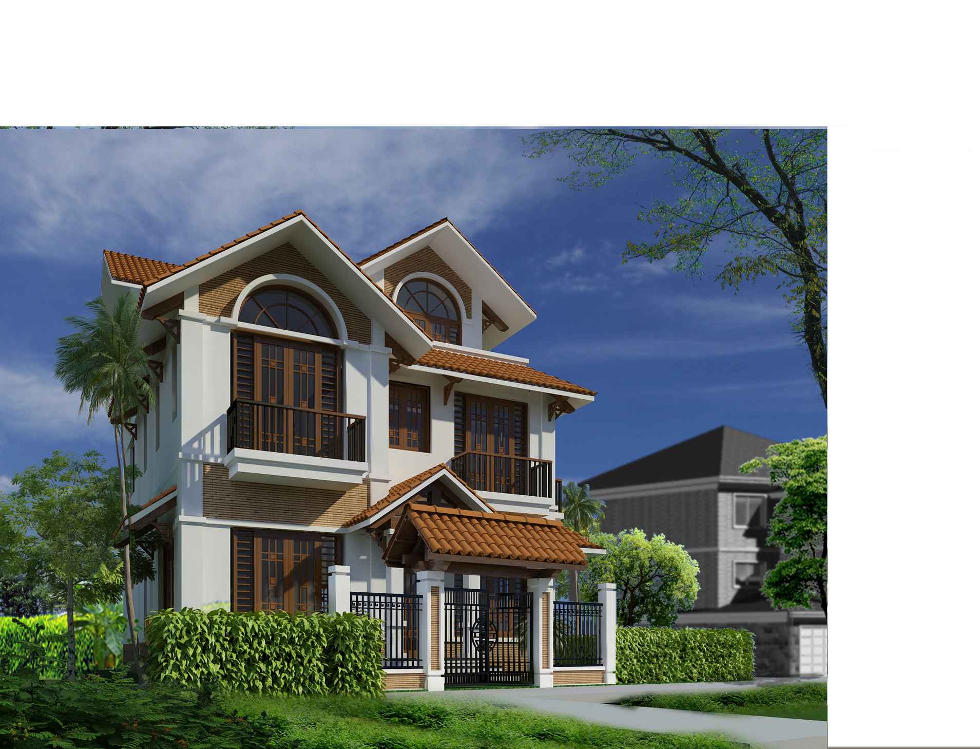 BIỆT THỰ PHỐ 2.5 TẦNG MÁI THÁI 10.5x10.5m, CHI PHÍ CHỈ 2.5 TỶ