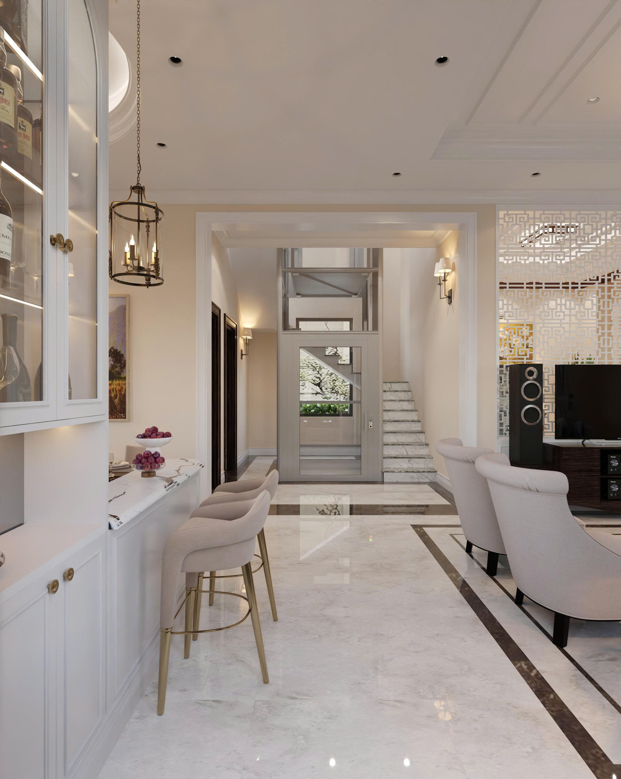 Thiết kế nội thất biệt thự 15 x 10m, phong cách tân cổ điển