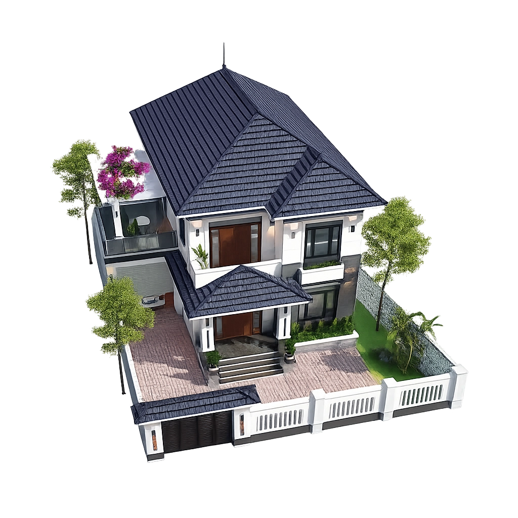 Mẫu Biệt Thự Sân Vườn Mái Nhật