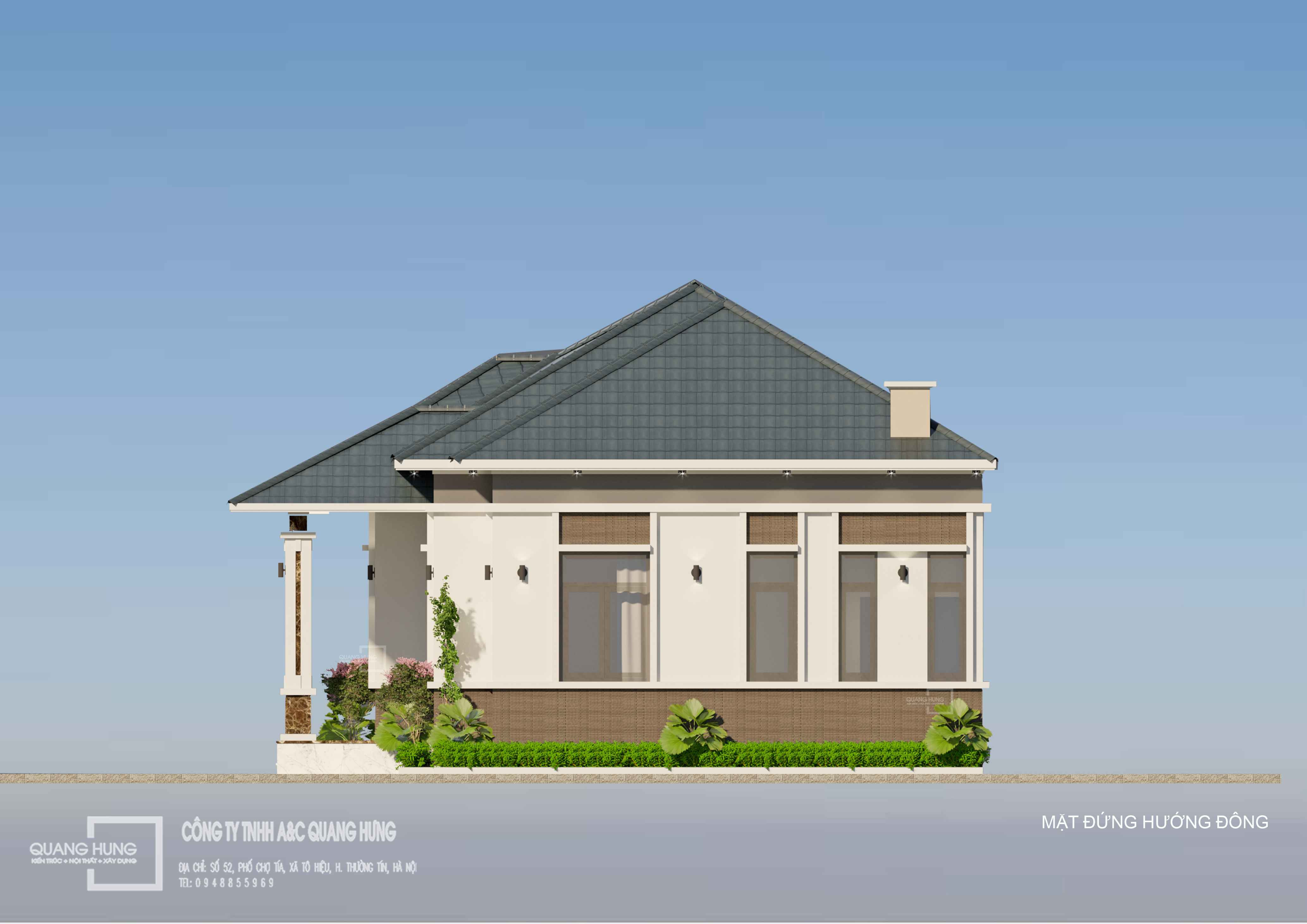 Biệt thự 1 tầng mái nhật 3 phòng ngủ