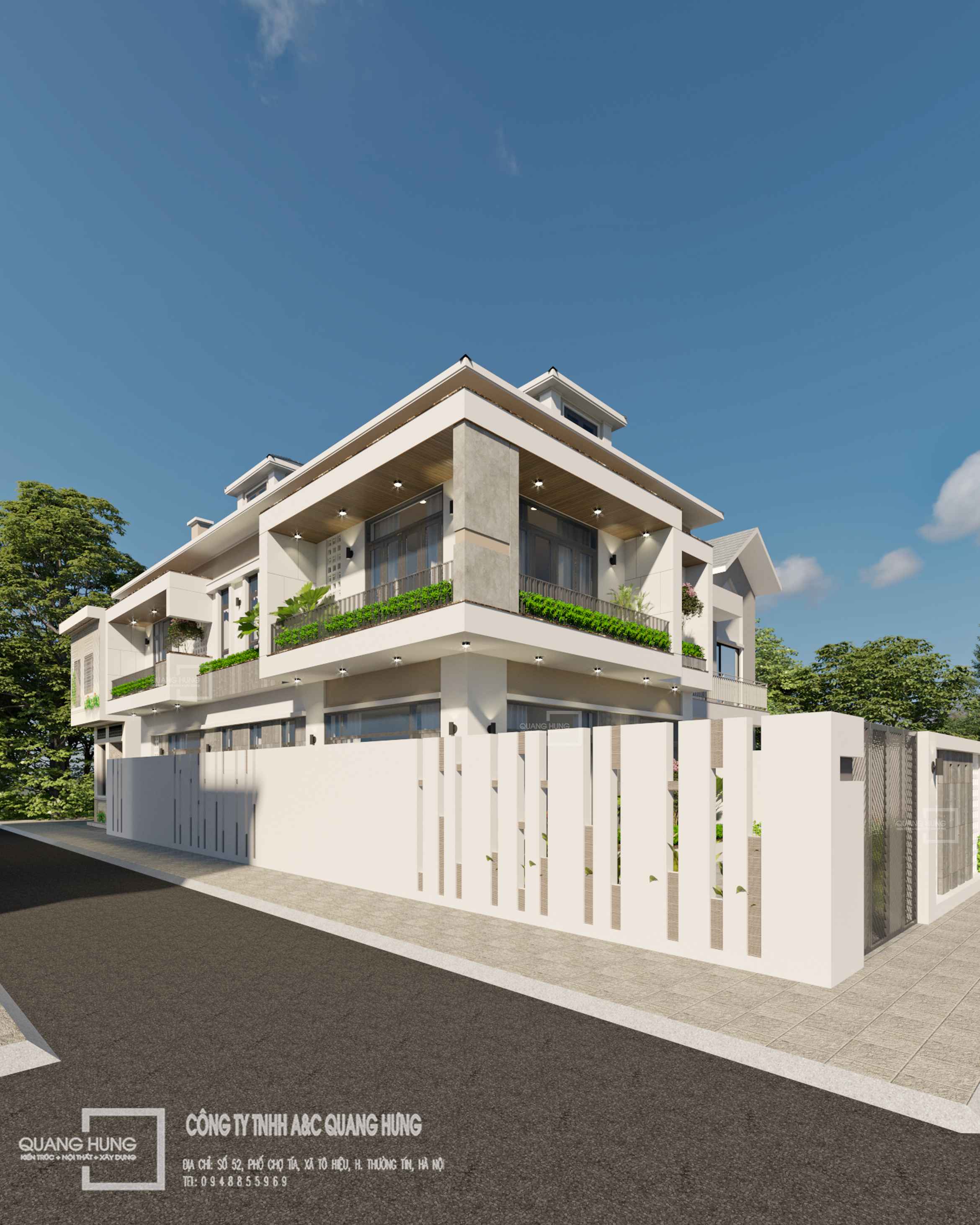 Biệt thự 2 tầng mái nhật. 8x17m lô góc, 4 phòng ngủ kết hợp không gian kinh doanh đồ mỹ nghệ