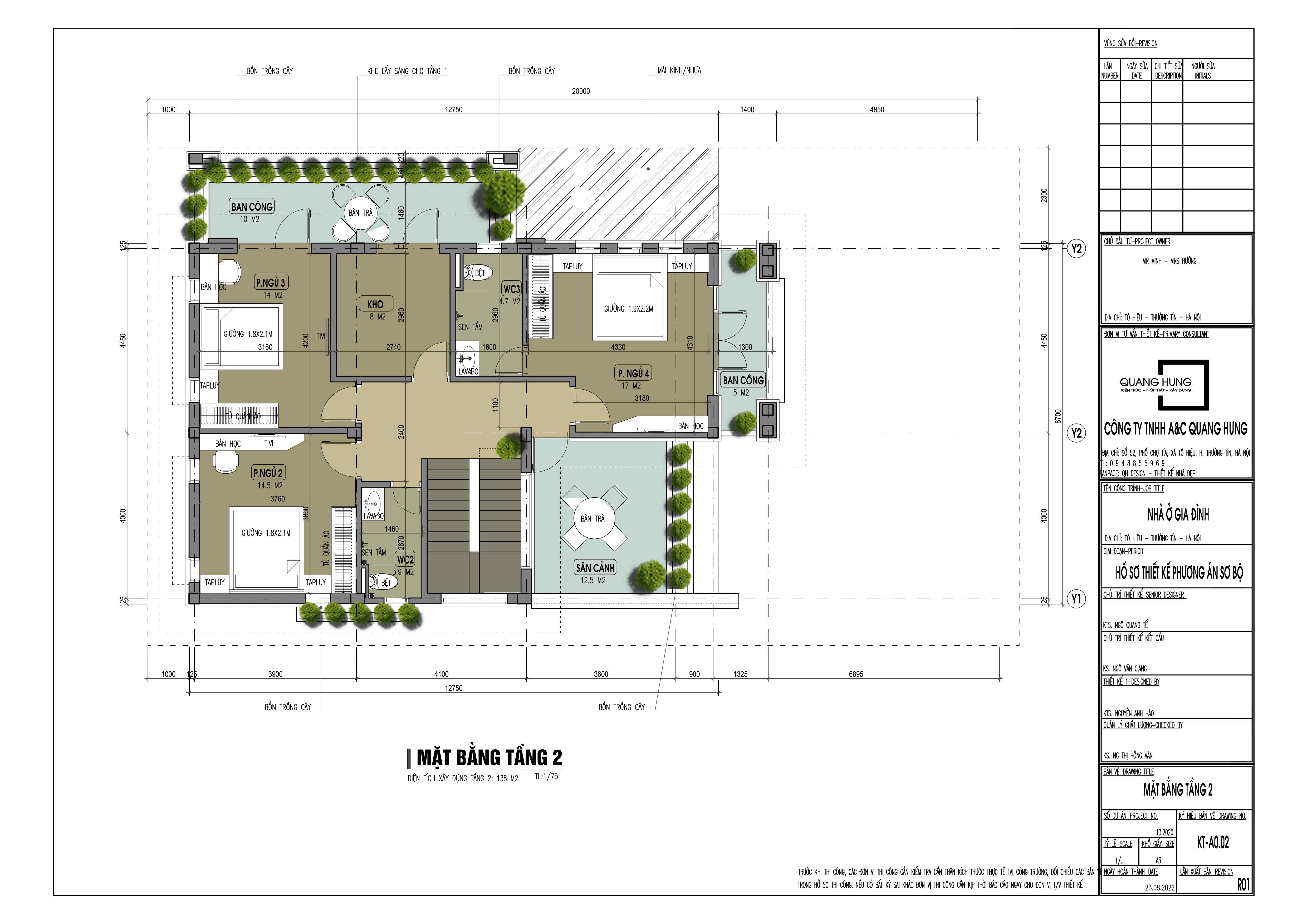 Biệt thự 2 tầng mái nhật 8,7 x 13m