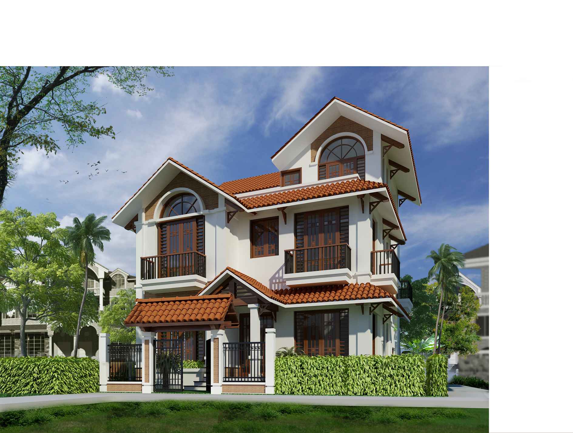 BIỆT THỰ PHỐ 2.5 TẦNG MÁI THÁI 10.5x10.5m, CHI PHÍ CHỈ 2.5 TỶ