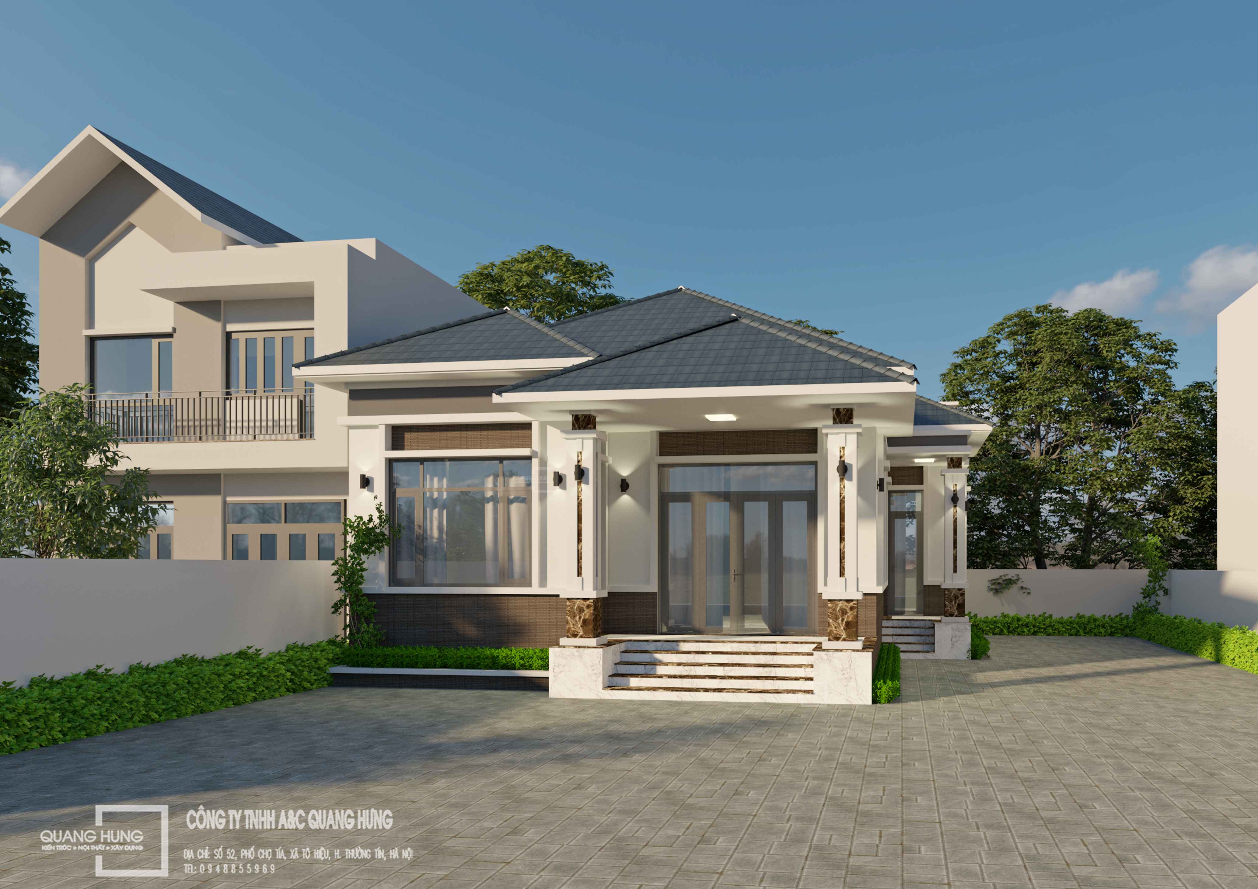 Biệt thự vườn 1 tầng mái nhật