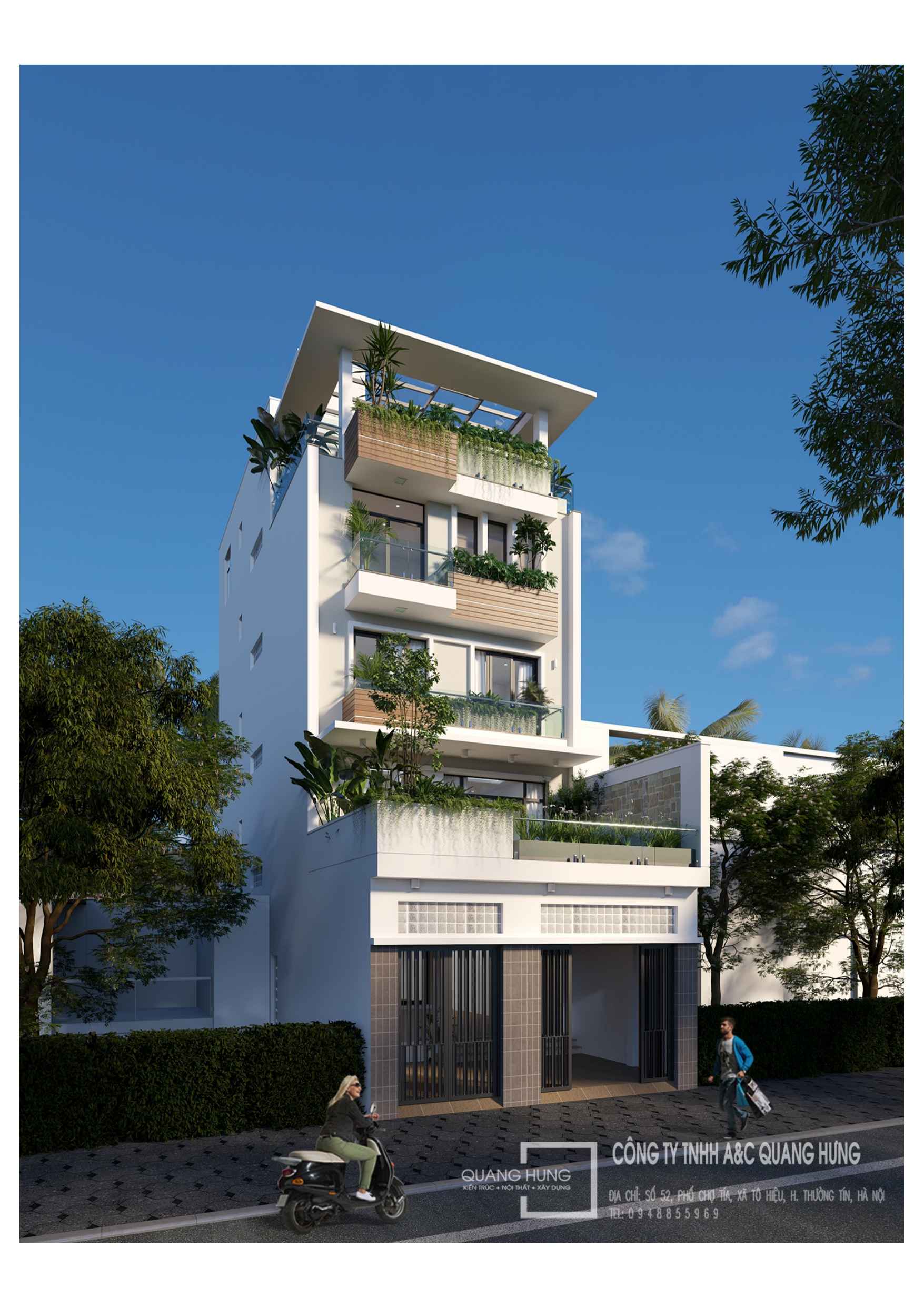 Nhà phố 5 tầng. 7.5x20m, 6 phòng ngủ