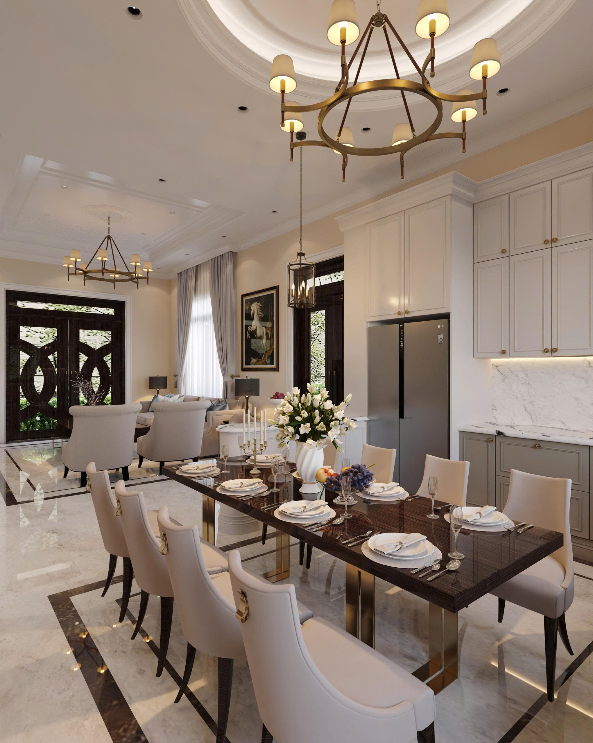 Thiết kế nội thất biệt thự 15 x 10m, phong cách tân cổ điển