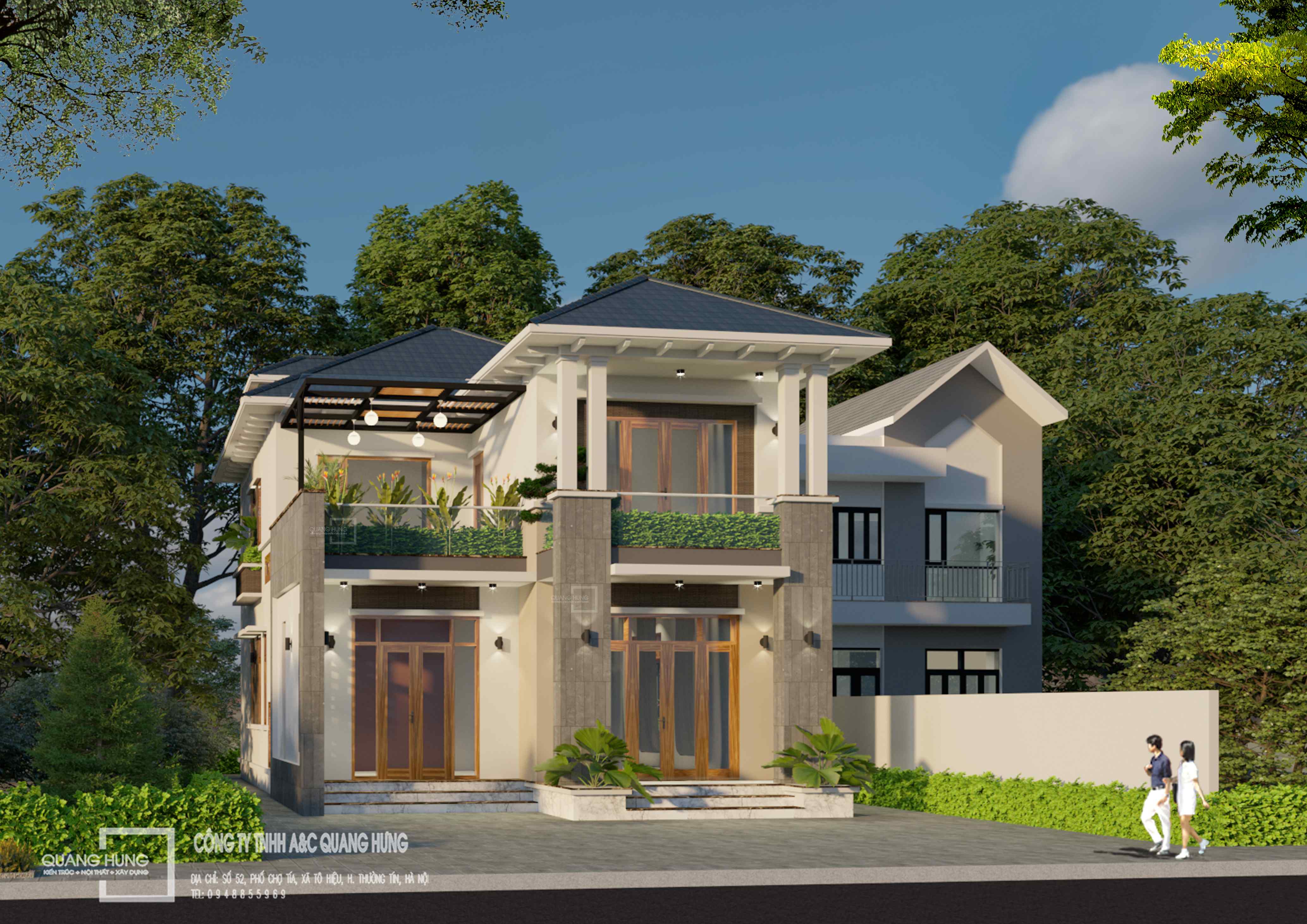 Biệt thự 2 tầng mái nhật 8,7 x 13m