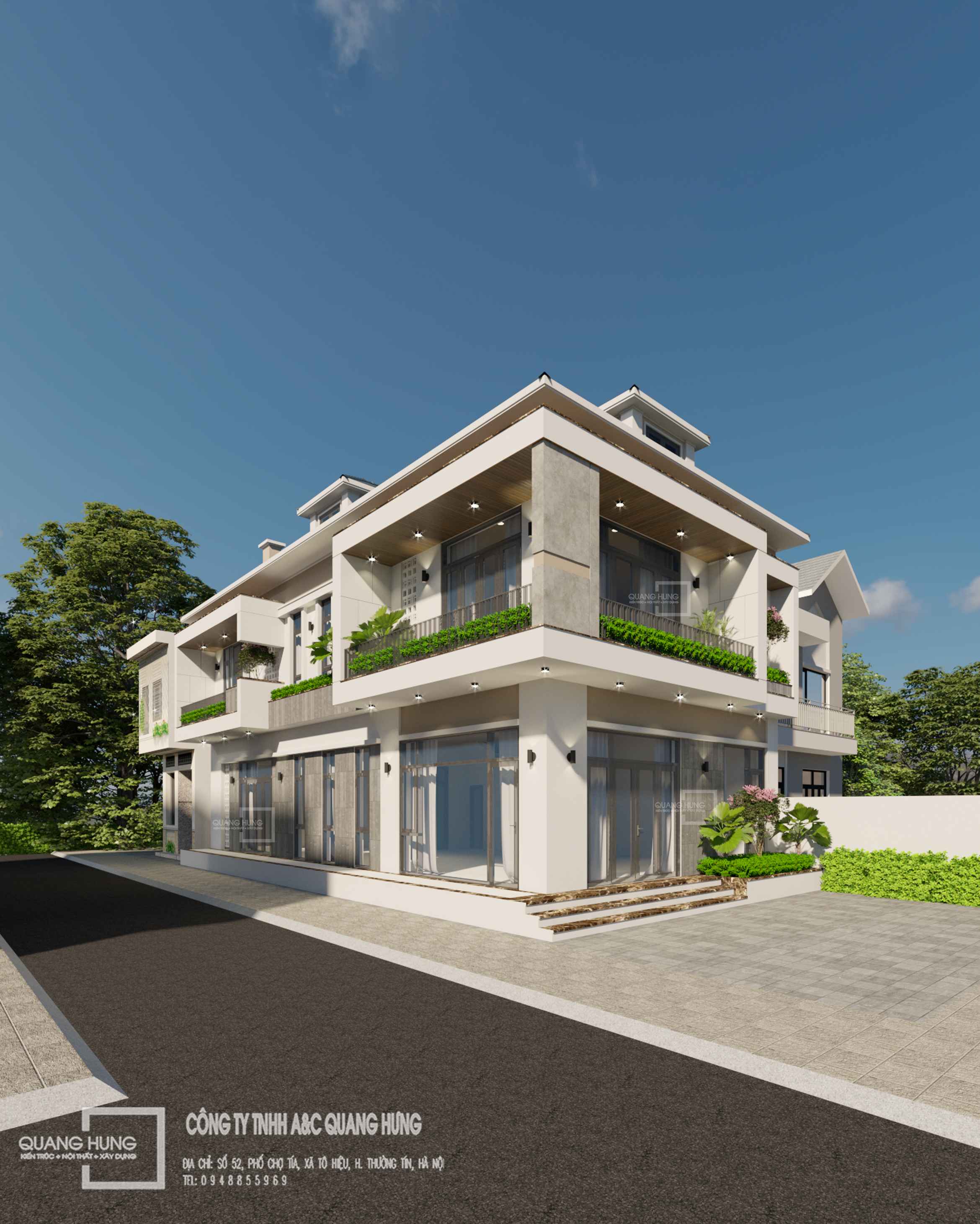 Biệt thự 2 tầng mái nhật. 8x17m lô góc, 4 phòng ngủ kết hợp không gian kinh doanh đồ mỹ nghệ