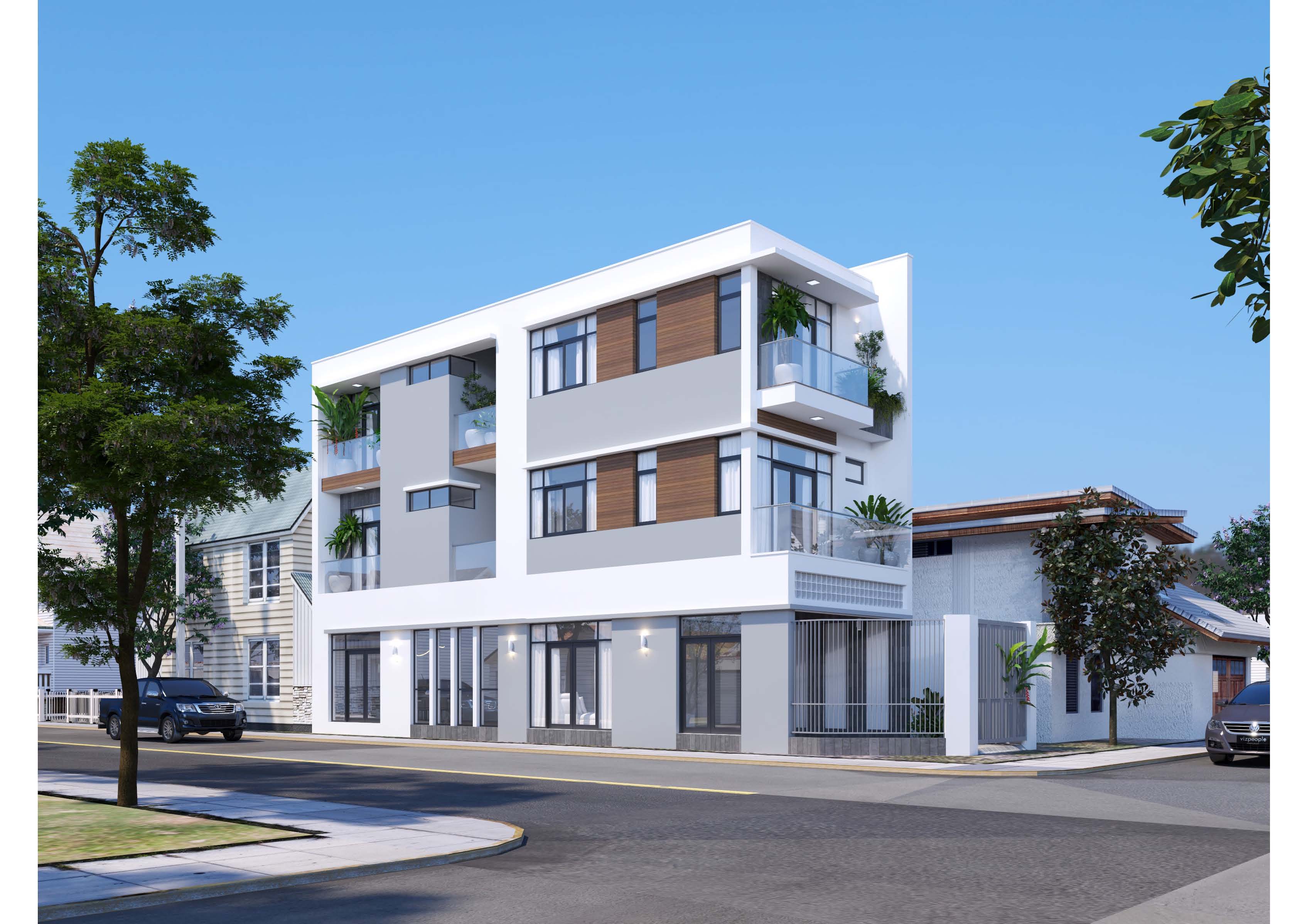 THIẾT KẾ NHÀ PHỐ LÔ GÓC HIỆN ĐẠI 3 TẦNG TẠI HÀ NỘI