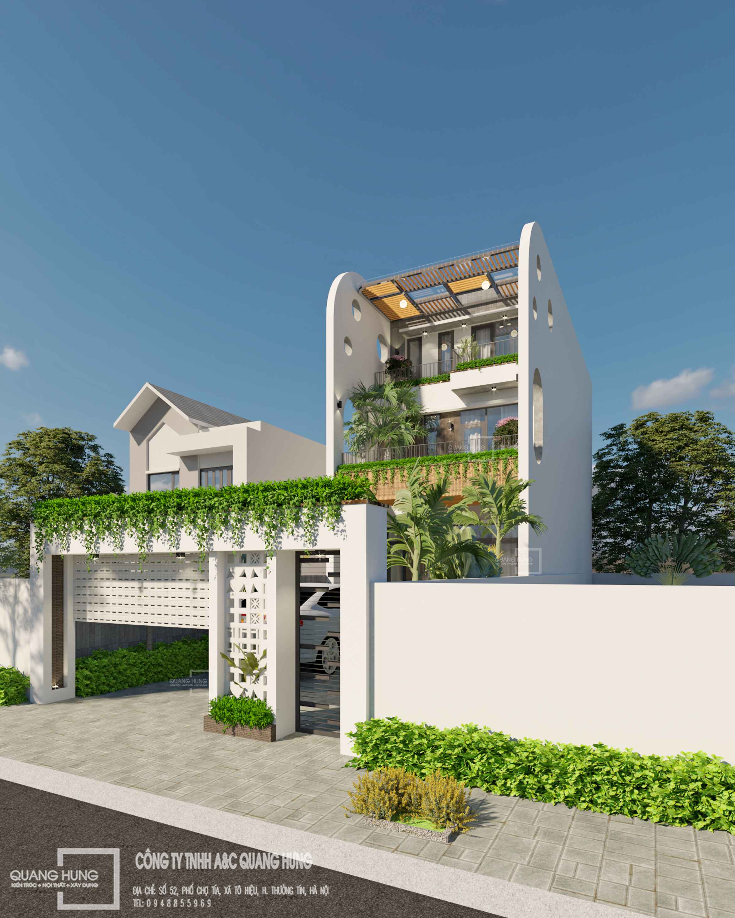 THIẾT KẾ NHÀ PHỐ 3 TẦNG CAO CẤP 6x15M, 3 PHÒNG NGỦ - CHI PHÍ KHOẢNG 1.6 TỶ