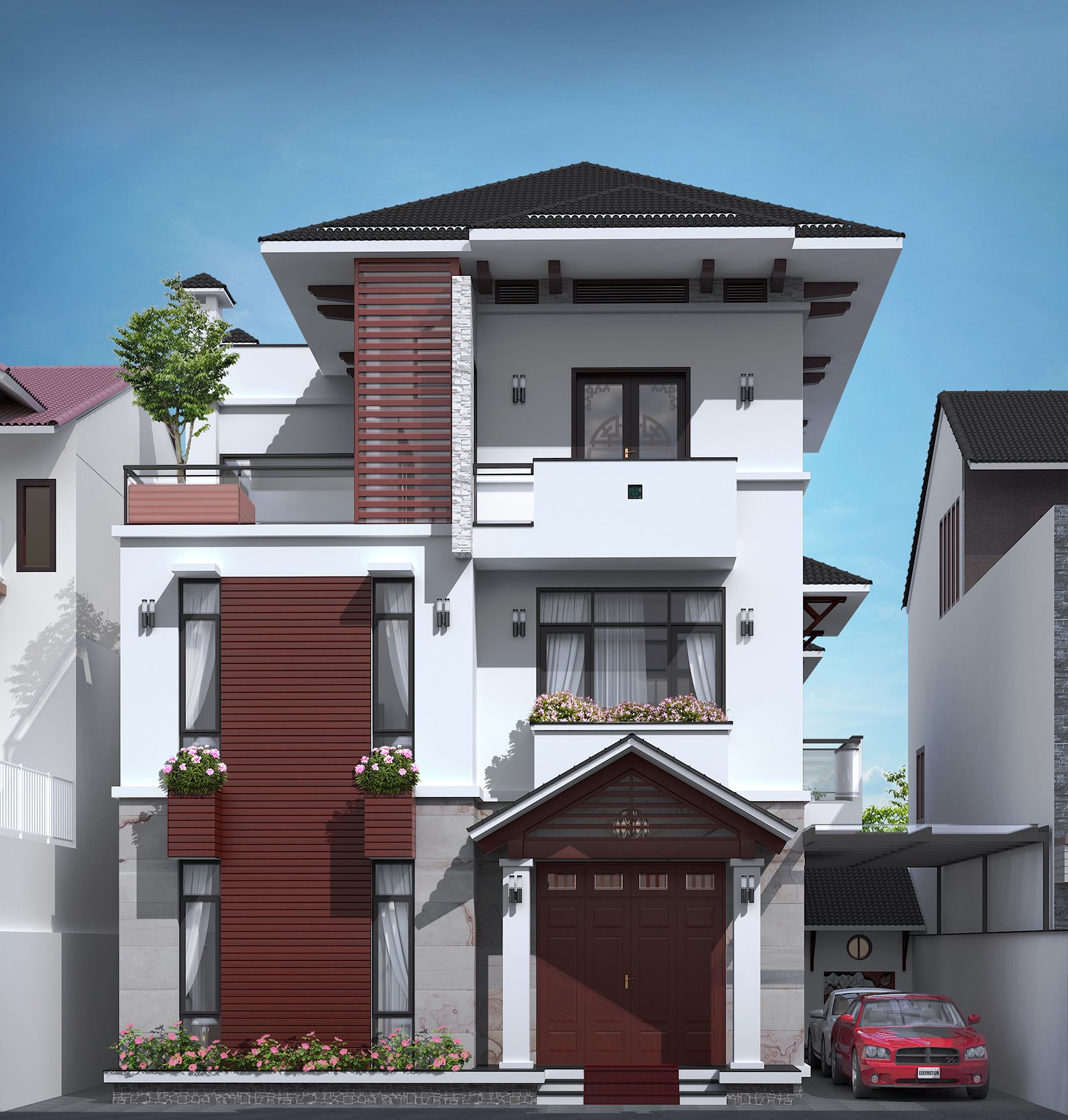 BIỆT THỰ CAO CẤP 3 TẦNG MÁI NHẬT 9.5x15m, 5 PHÒNG NGỦ - CHI PHÍ CHỈ 3.5 TỶ