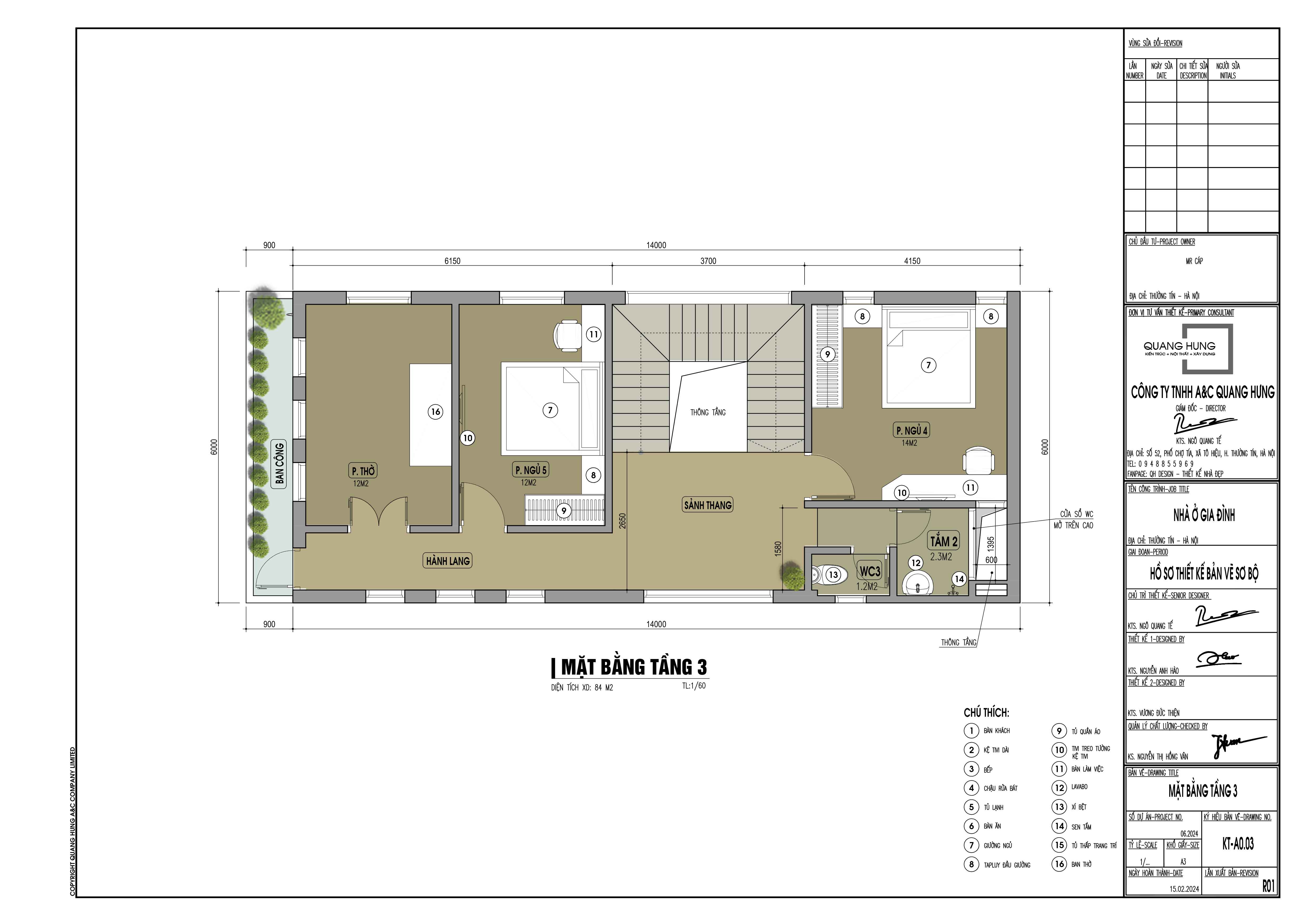 Nhà phố 4 tầng. 6x15m, 5 phòng ngủ với phong cách hiện đại