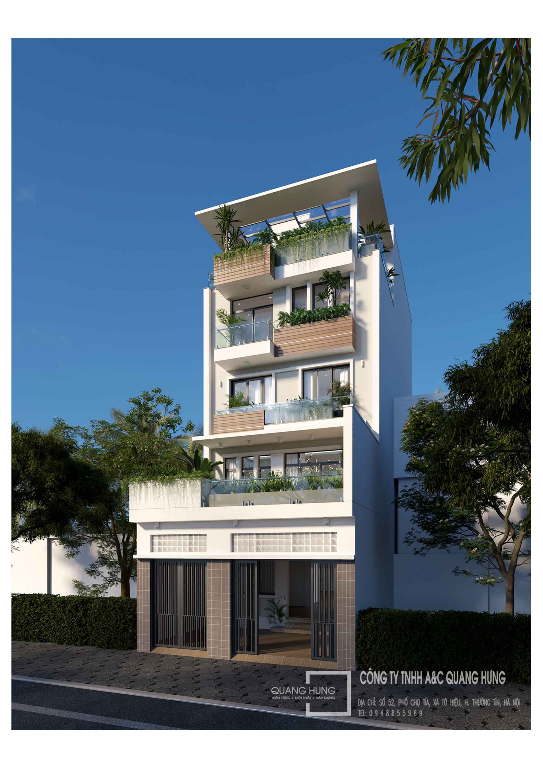 Nhà phố 5 tầng. 7.5x20m, 6 phòng ngủ