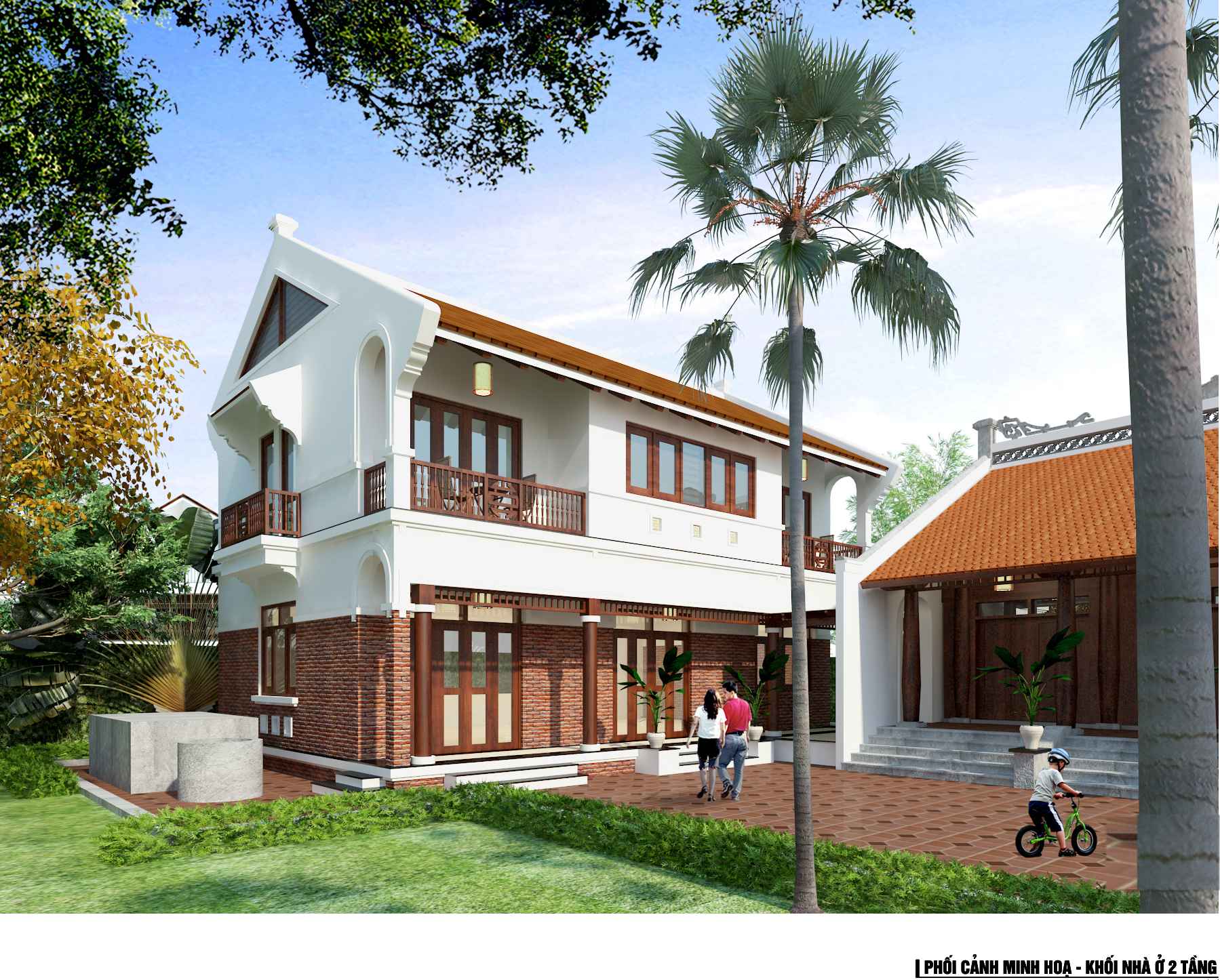 BIỆT THỰ 2 TẦNG MÁI NGÓI TRUYỀN THỐNG 10x7m, CHI PHÍ CHỈ ~1.8 TỶ