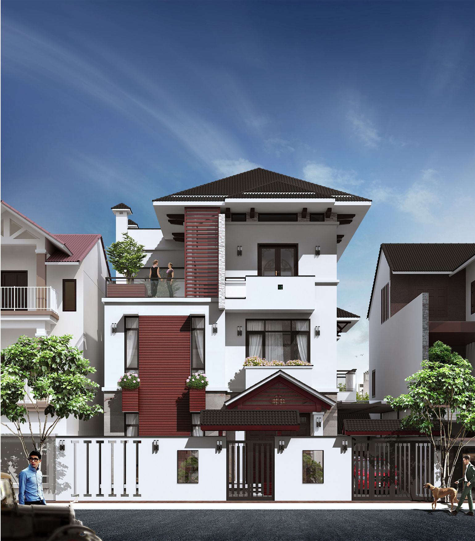 BIỆT THỰ CAO CẤP 3 TẦNG MÁI NHẬT 9.5x15m, 5 PHÒNG NGỦ - CHI PHÍ CHỈ 3.5 TỶ