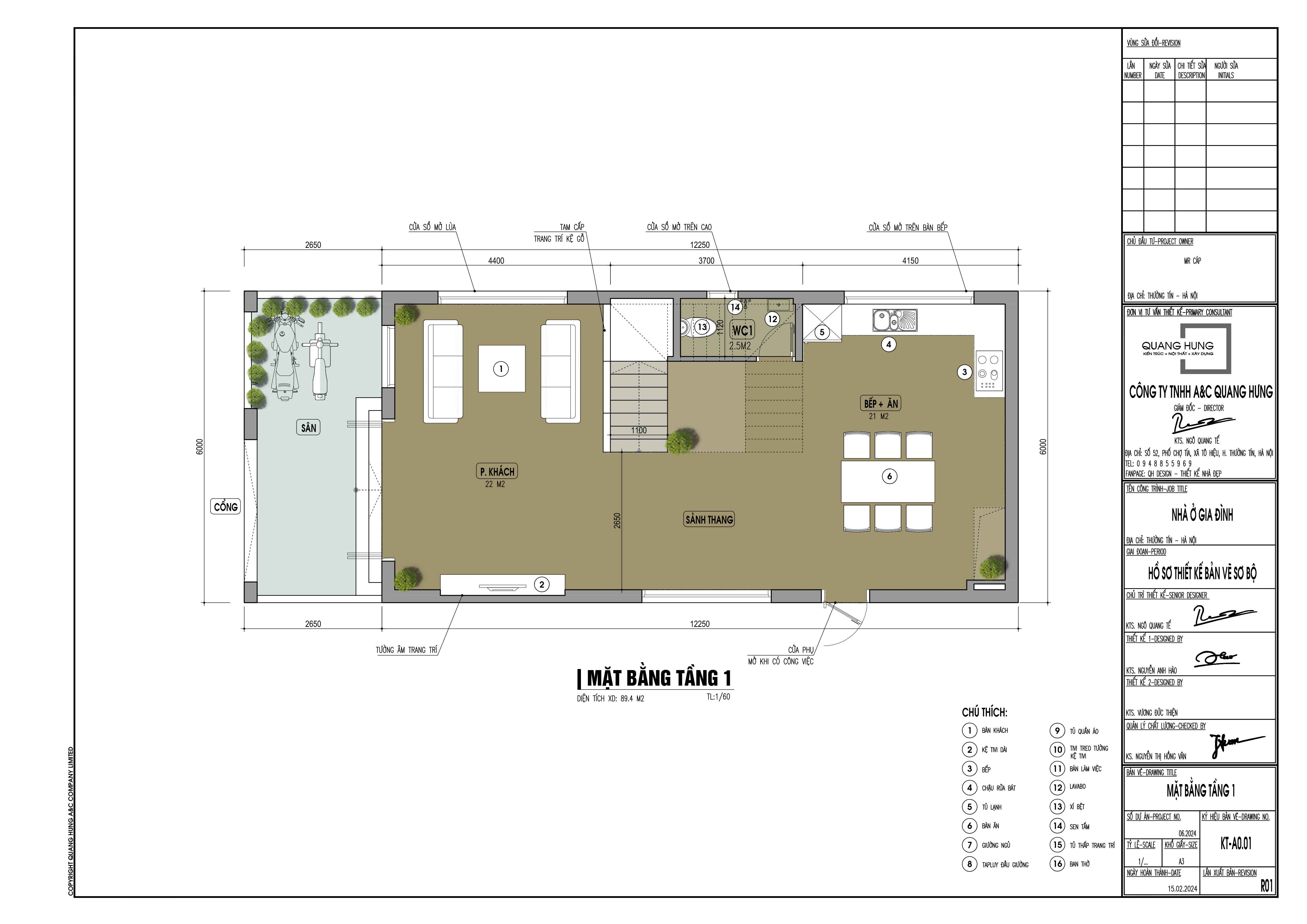 Nhà phố 4 tầng. 6x15m, 5 phòng ngủ với phong cách hiện đại
