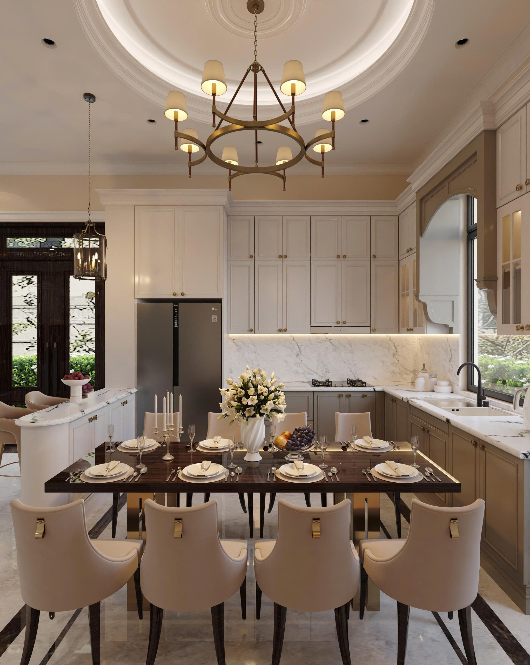 Thiết kế nội thất biệt thự 15 x 10m, phong cách tân cổ điển