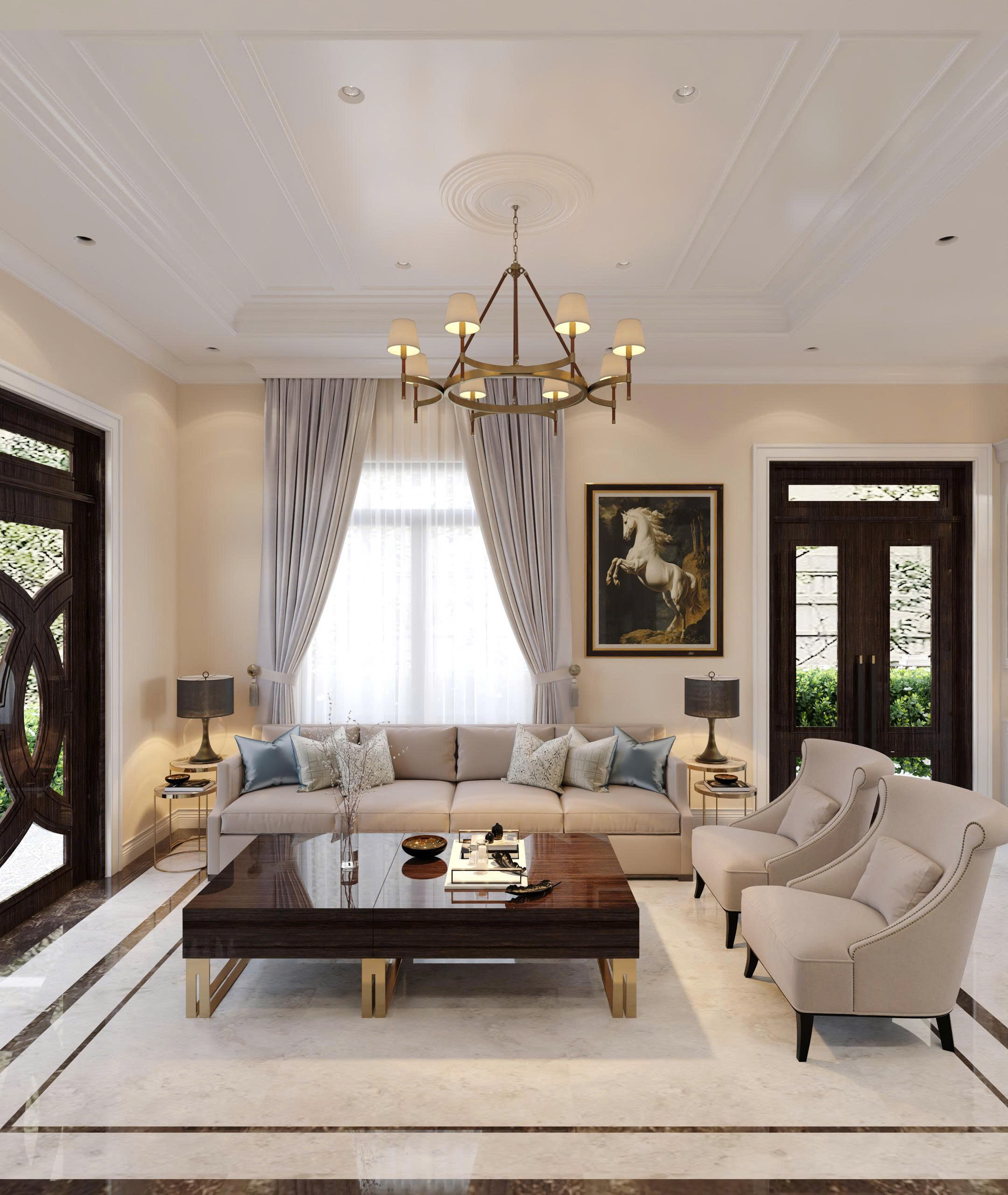 Thiết kế nội thất biệt thự 15 x 10m, phong cách tân cổ điển