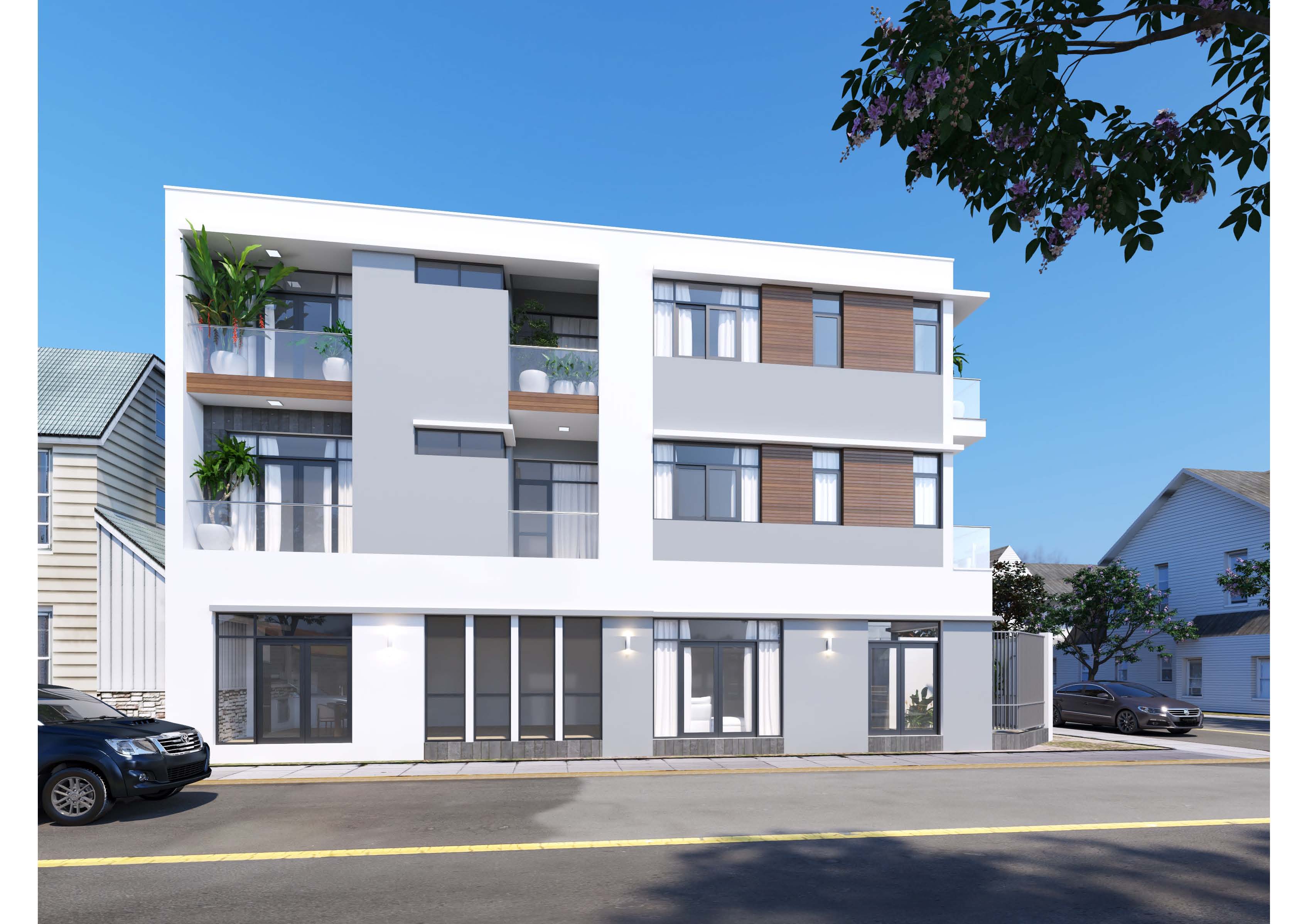 THIẾT KẾ NHÀ PHỐ LÔ GÓC HIỆN ĐẠI 3 TẦNG TẠI HÀ NỘI