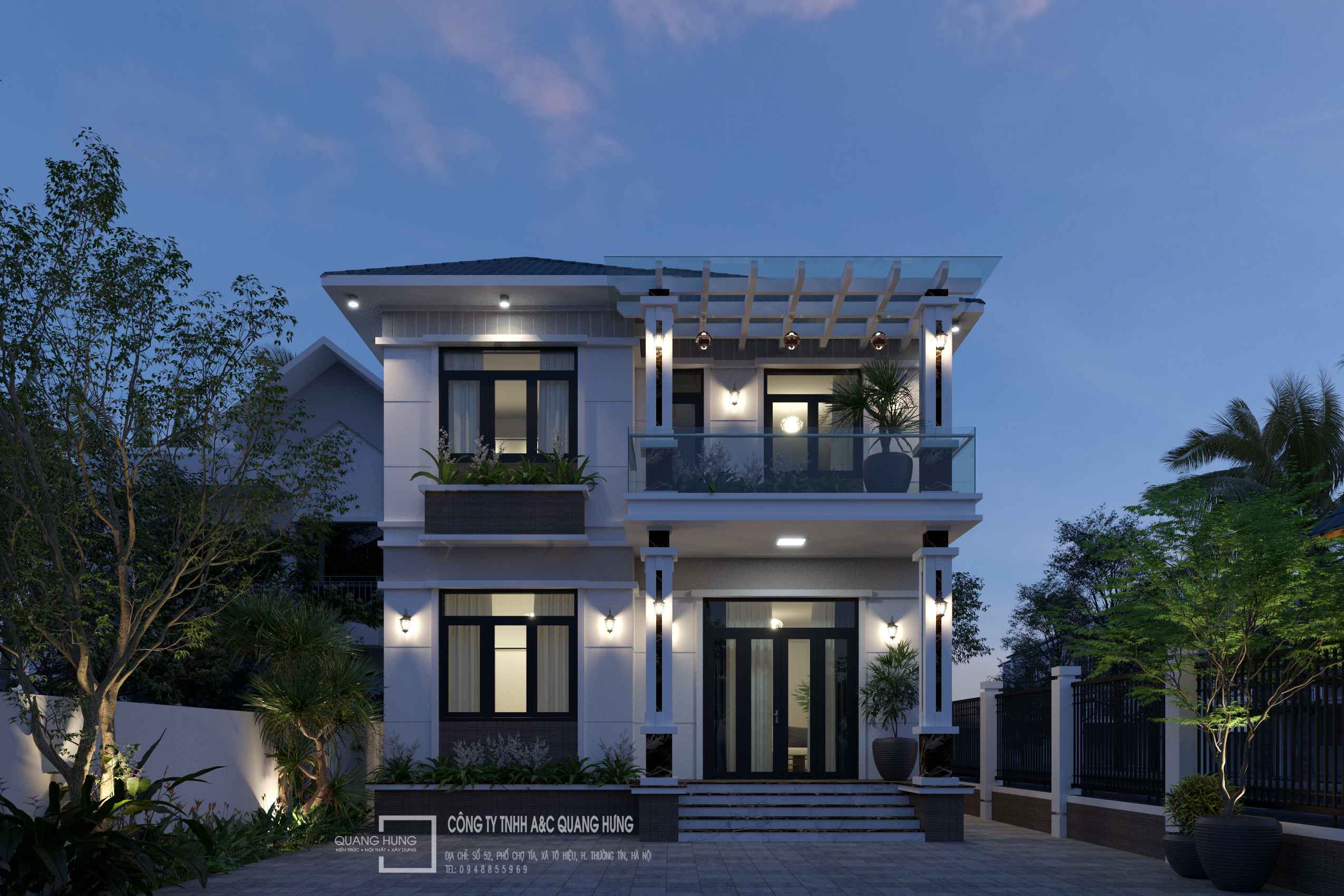 Biệt thự 2 tầng mái Nhật. 8.4x13.6m, 4 phòng ngủ và sân vườn