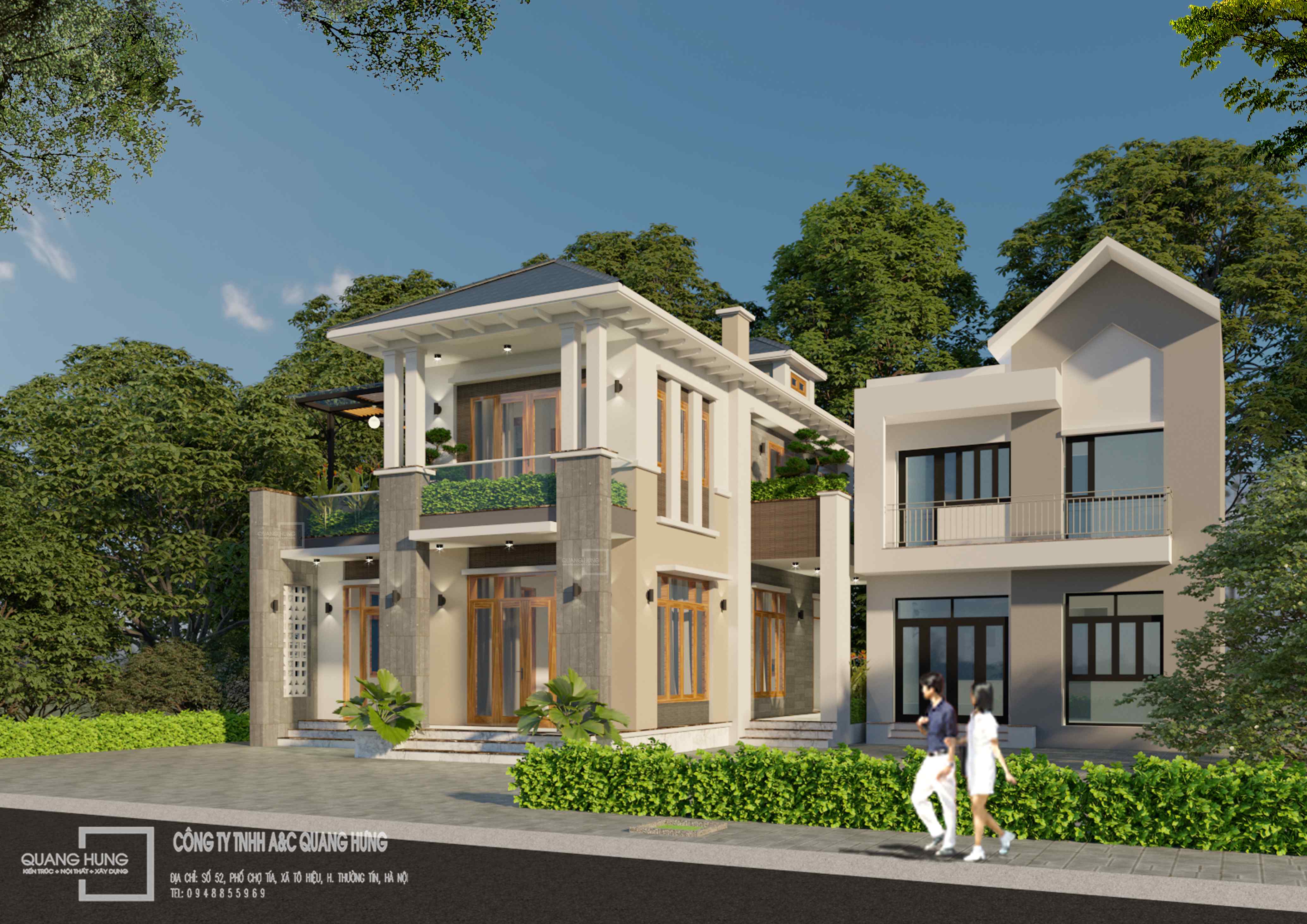 Biệt thự 2 tầng mái nhật 8,7 x 13m